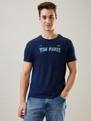 Dress Blue Graphic Print T-Shirt