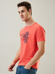 Hot Coral Orange Graphic Print T-Shirt