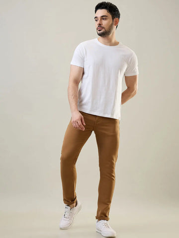 White Solid Round Neck T-Shirt Tim Paris