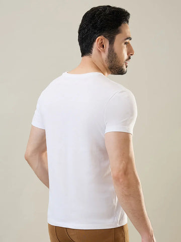 White Solid Round Neck T-Shirt Tim Paris