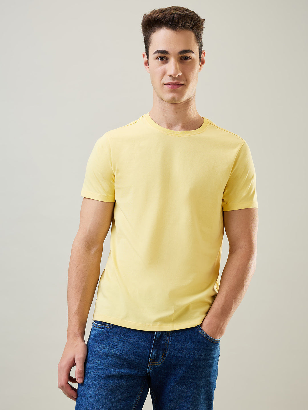 Pale Banana Yellow Solid T-Shirt
