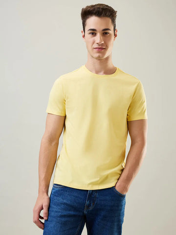 Pale Banana Yellow Solid T-Shirt Tim Paris