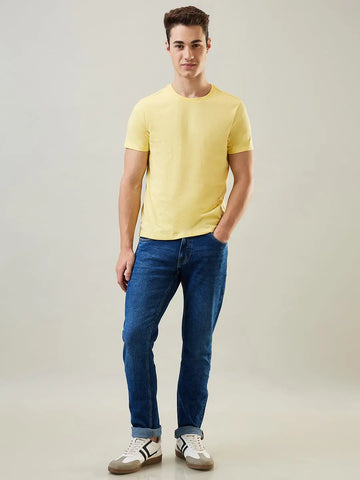 Pale Banana Yellow Solid T-Shirt Tim Paris
