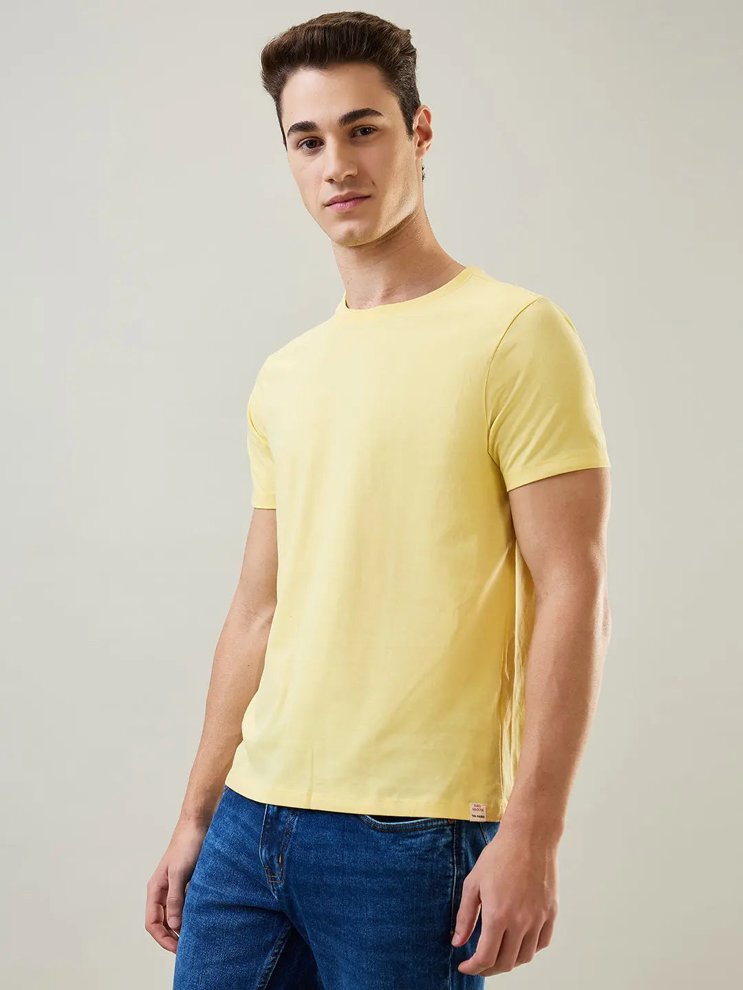 Pale Banana Yellow Solid T-Shirt Tim Paris