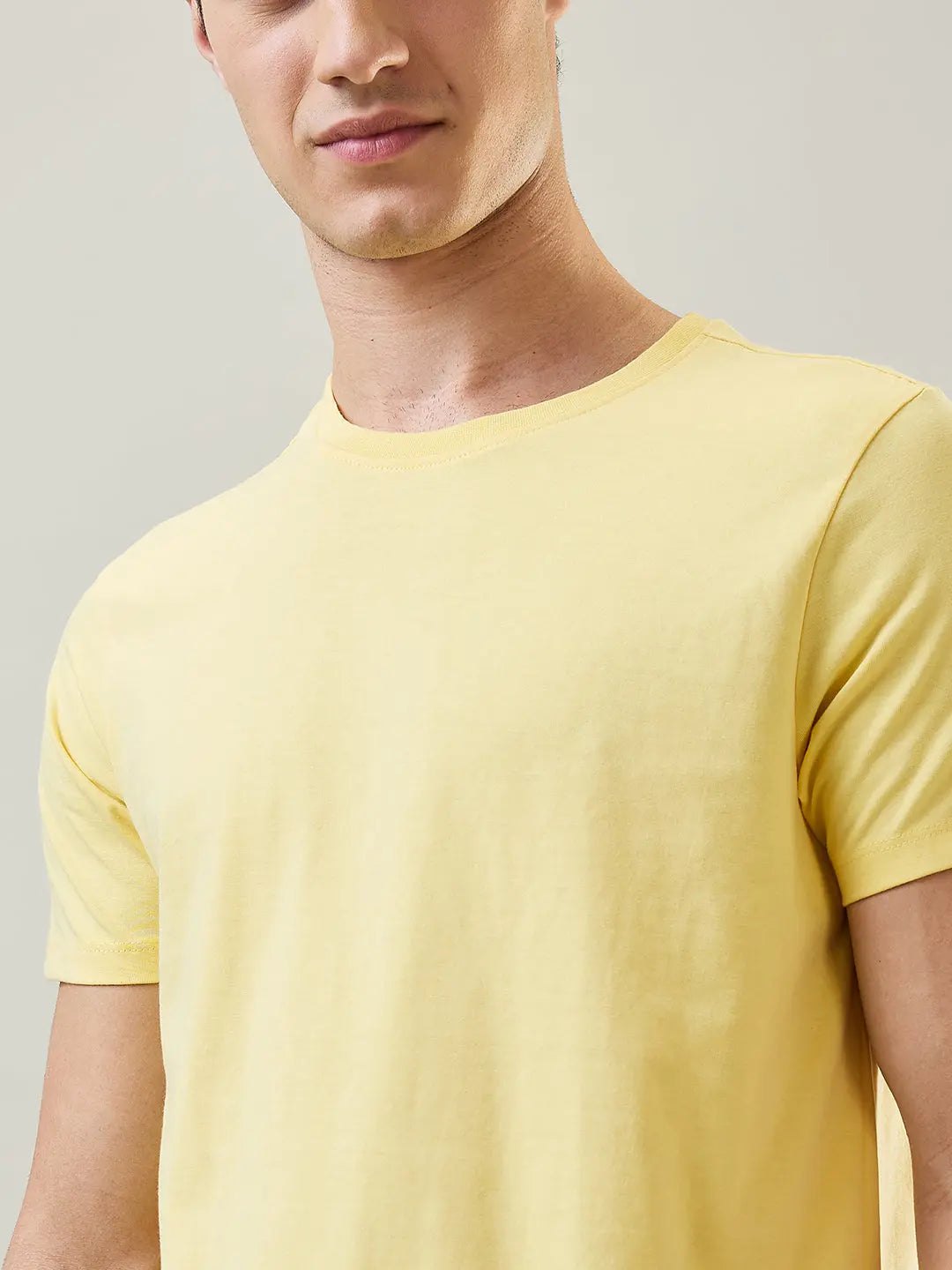 Pale Banana Yellow Solid T-Shirt Tim Paris