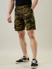 Olive Green Twill Cargo Shorts