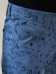 Blue Printed Stretch Shorts