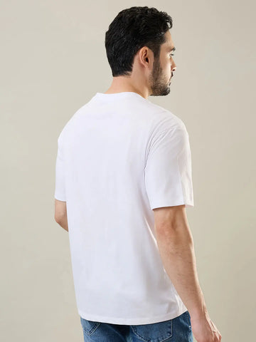 Escape White Graphic Print Relaxed Fit T-Shirt Tim Paris