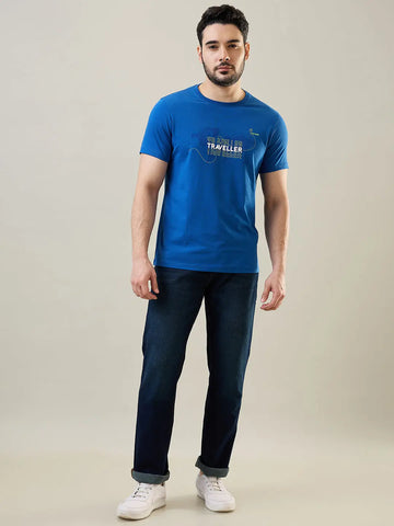 Galactic Cobalt Blue Graphic Print T-Shirt Tim Paris