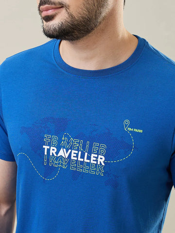 Galactic Cobalt Blue Graphic Print T-Shirt Tim Paris