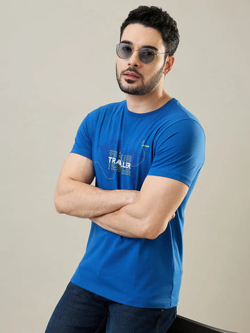 Galactic Cobalt Blue Graphic Print T-Shirt Tim Paris