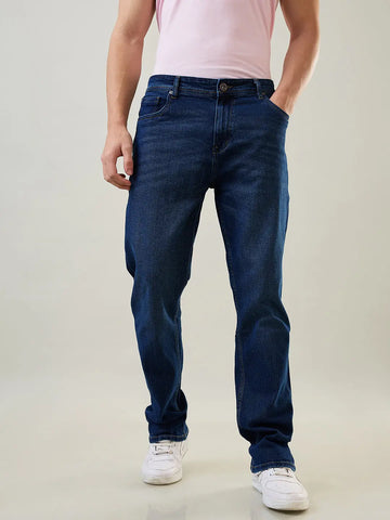 Enzyme Washed Blue Logan Straight Fit Jeans Tim Paris