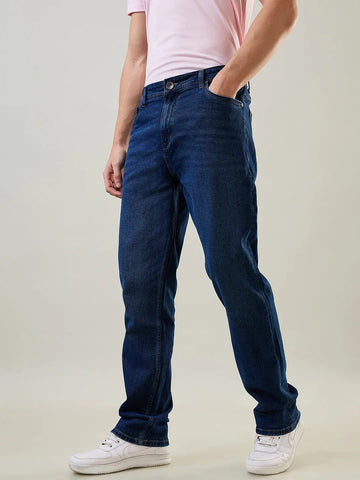Enzyme Washed Blue Logan Straight Fit Jeans Tim Paris