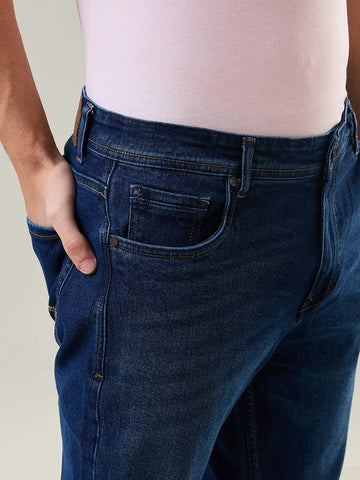 Enzyme Washed Blue Logan Straight Fit Jeans Tim Paris