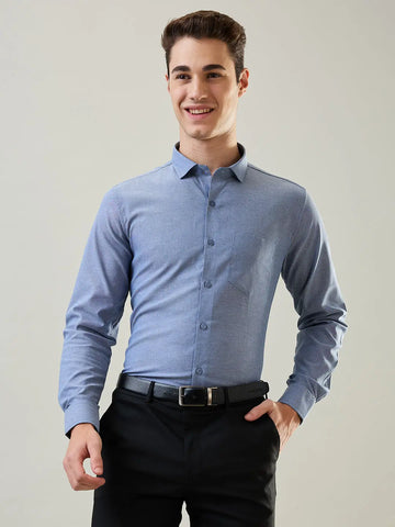 Blue Solid Formal Shirt Tim Paris