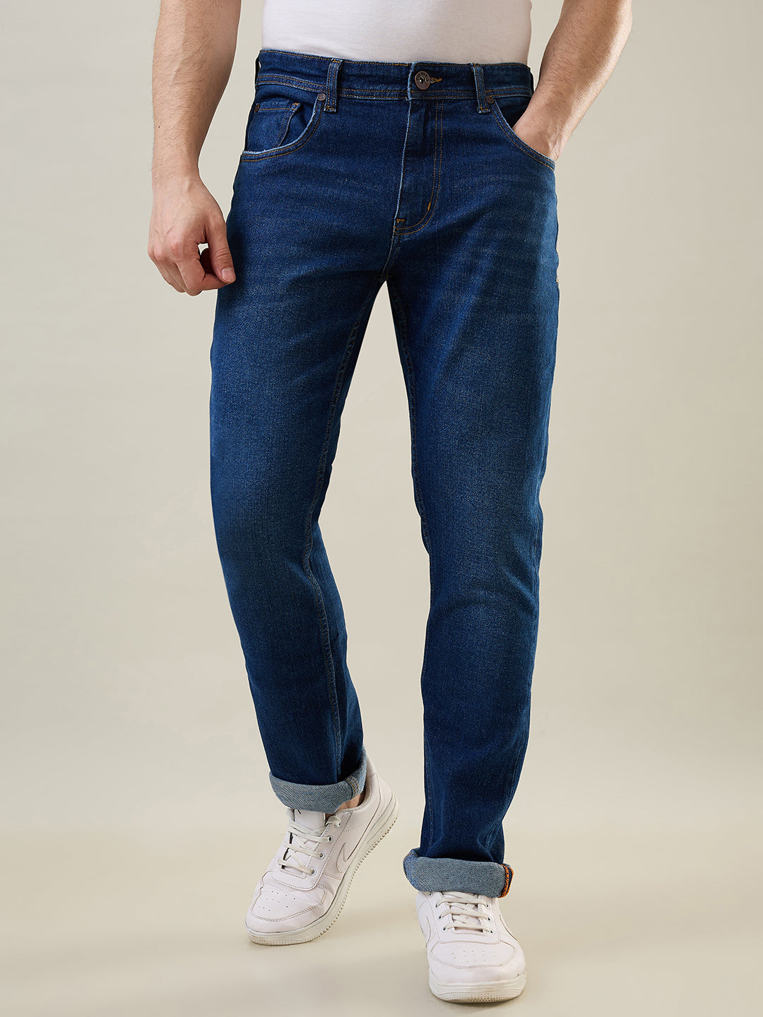 Medium Indigo Parker Slim Straight Fit Jeans