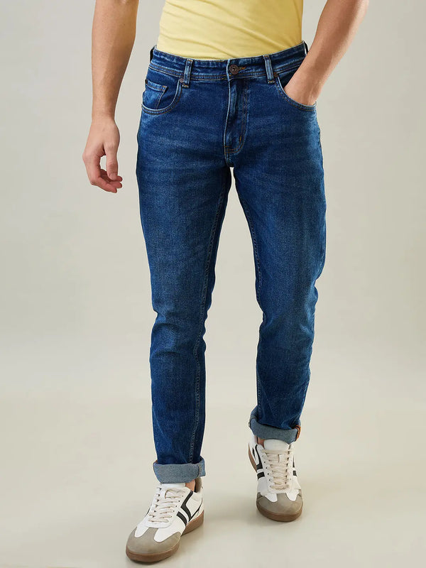 Enzyme Wash Blue Parker Slim Straight Fit Jeans Tim Paris