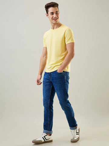 Enzyme Wash Blue Parker Slim Straight Fit Jeans Tim Paris