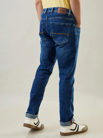 Enzyme Wash Blue Parker Slim Straight Fit Jeans Tim Paris