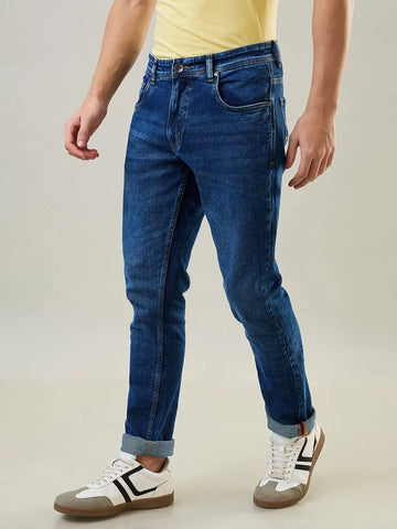 Enzyme Wash Blue Parker Slim Straight Fit Jeans Tim Paris