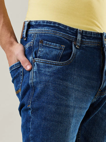 Enzyme Wash Blue Parker Slim Straight Fit Jeans Tim Paris