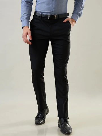 Tim Paris Formal Pant - Black Woven Solid Pant Tim Paris