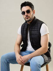 Black Sleeveless Bomber Jacket