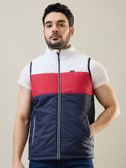 Navy Sleeveless Cut & Sew Jacket