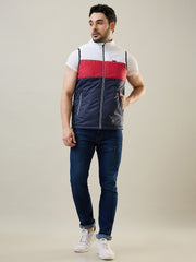Navy Sleeveless Cut & Sew Jacket