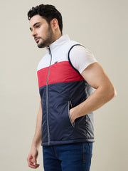 Navy Sleeveless Cut & Sew Jacket