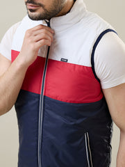 Navy Sleeveless Cut & Sew Jacket