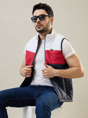 Navy Sleeveless Cut & Sew Jacket