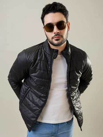 Black Solid Bomber Jacket Tim Paris