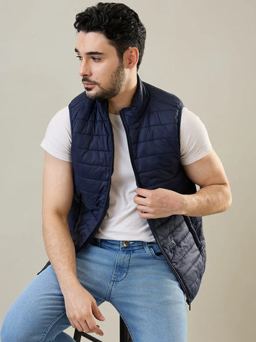 Navy Sleeveless Bomber Jacket Tim Paris