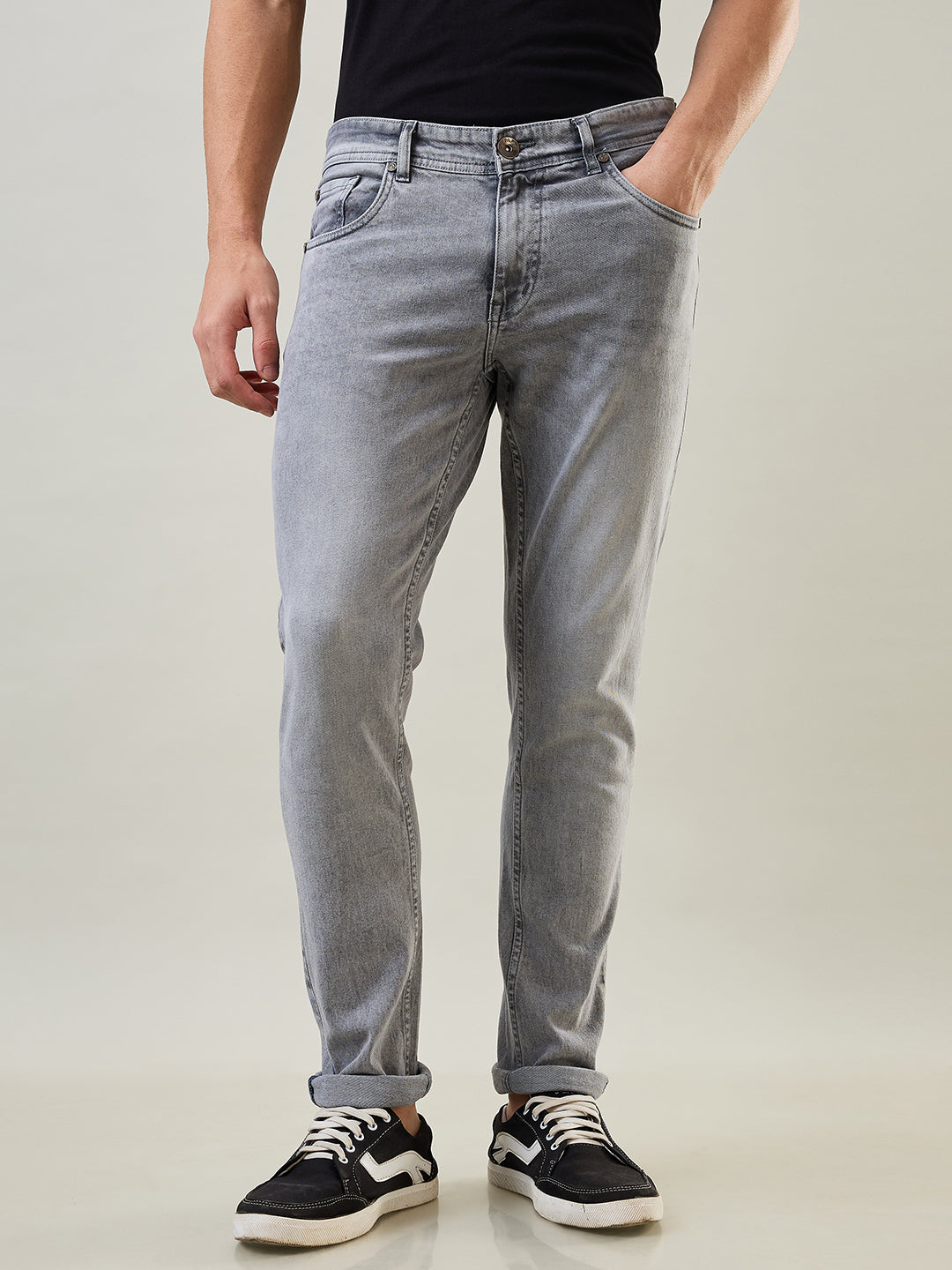 Ash Grey Ferdinand Slim Tapered Fit Jeans