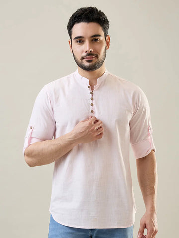 Pink Solid Short Kurta Shirt Tim Paris