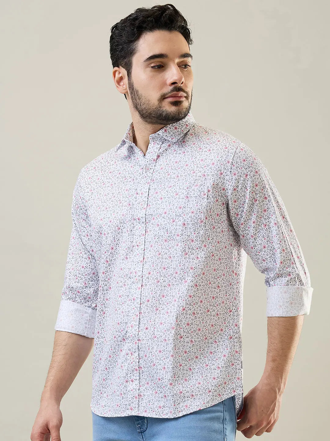 Pink Printed Casual Shirt Tim Paris