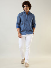 Mens Shirt Print Blue