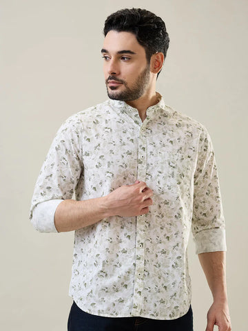 Green Printed Casual Shirt Tim Paris