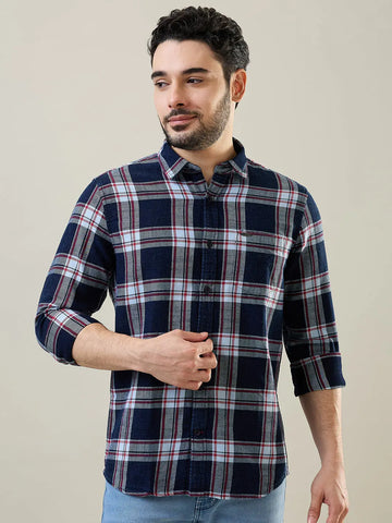 Indigo Blue Checkered Shirt Tim Paris