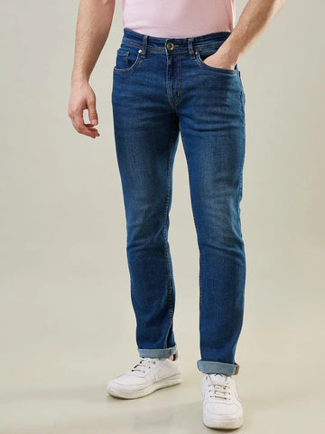 Enzyme Wash Blue Ferdinand Slim Tapered Fit Jeans Tim Paris