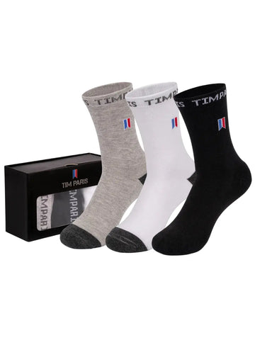 Socks For Premium High Ankle Length Sports Socks With Thick Cotton Cushion Multi-Purpose, Extra Durable Socks In An Assorted Combo| Pack Of 3 Free Size|(Black/Grey/White) Tim Paris