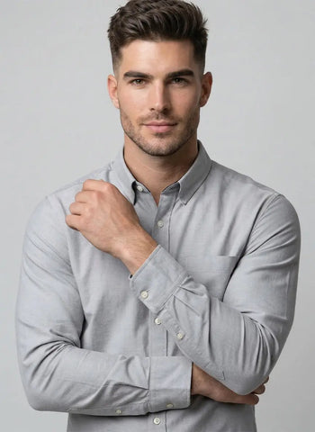 Grey Solid Shirt Tim Paris