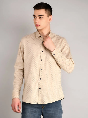 Ivory Printed Regular Fit Shirt TIM PARIS