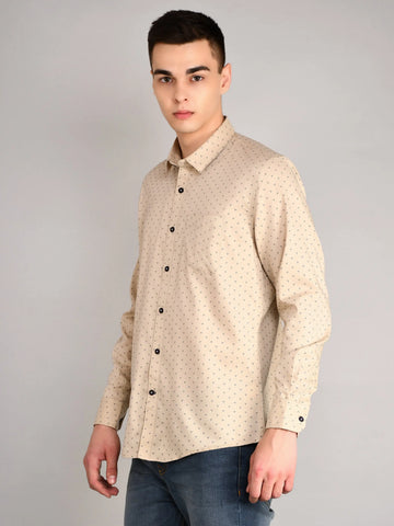 Ivory Printed Regular Fit Shirt TIM PARIS