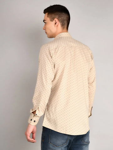 Ivory Printed Regular Fit Shirt TIM PARIS