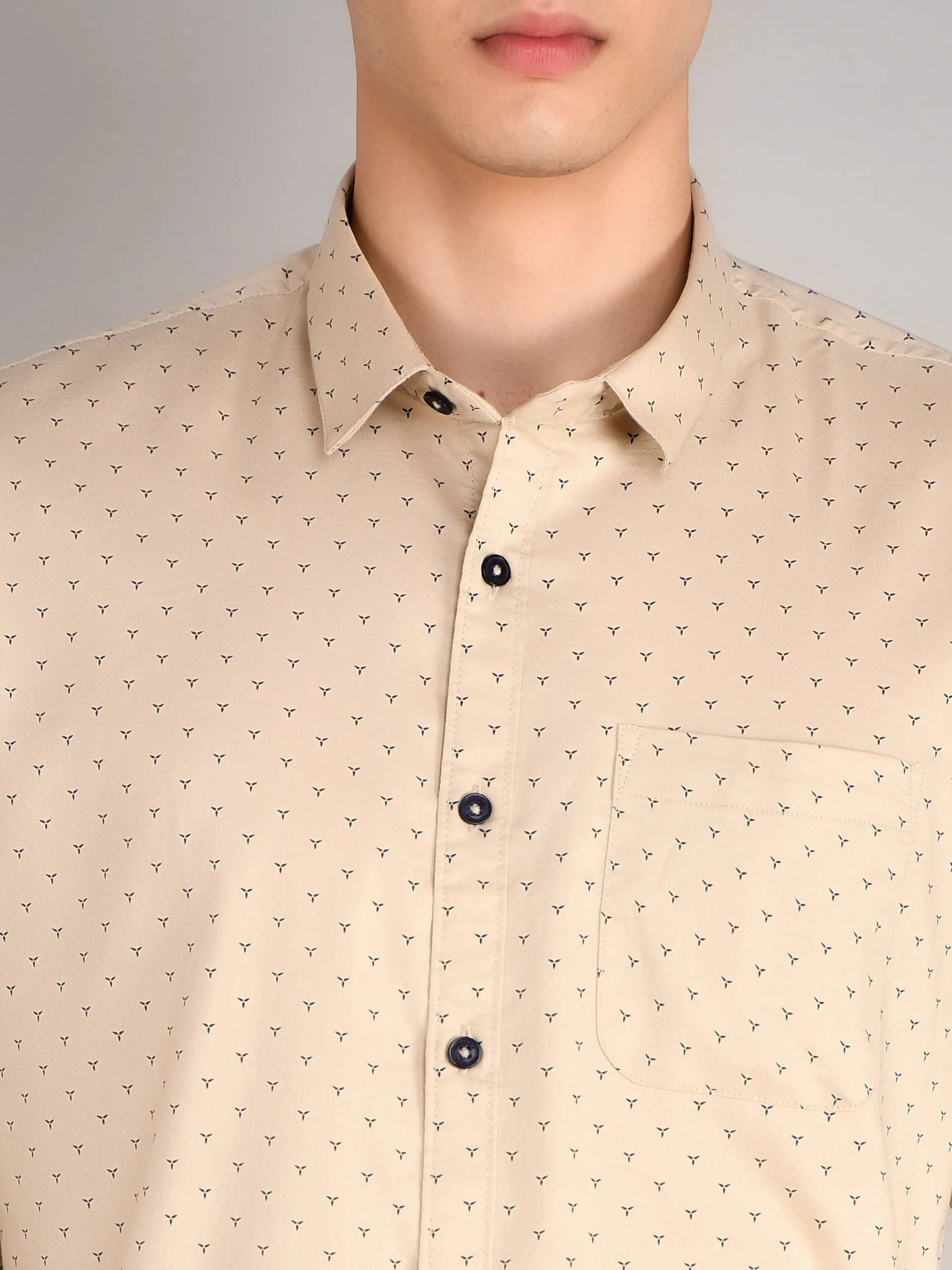 Ivory Printed Regular Fit Shirt TIM PARIS