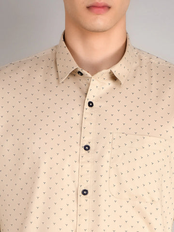 Ivory Printed Regular Fit Shirt TIM PARIS