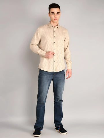 Ivory Printed Regular Fit Shirt TIM PARIS