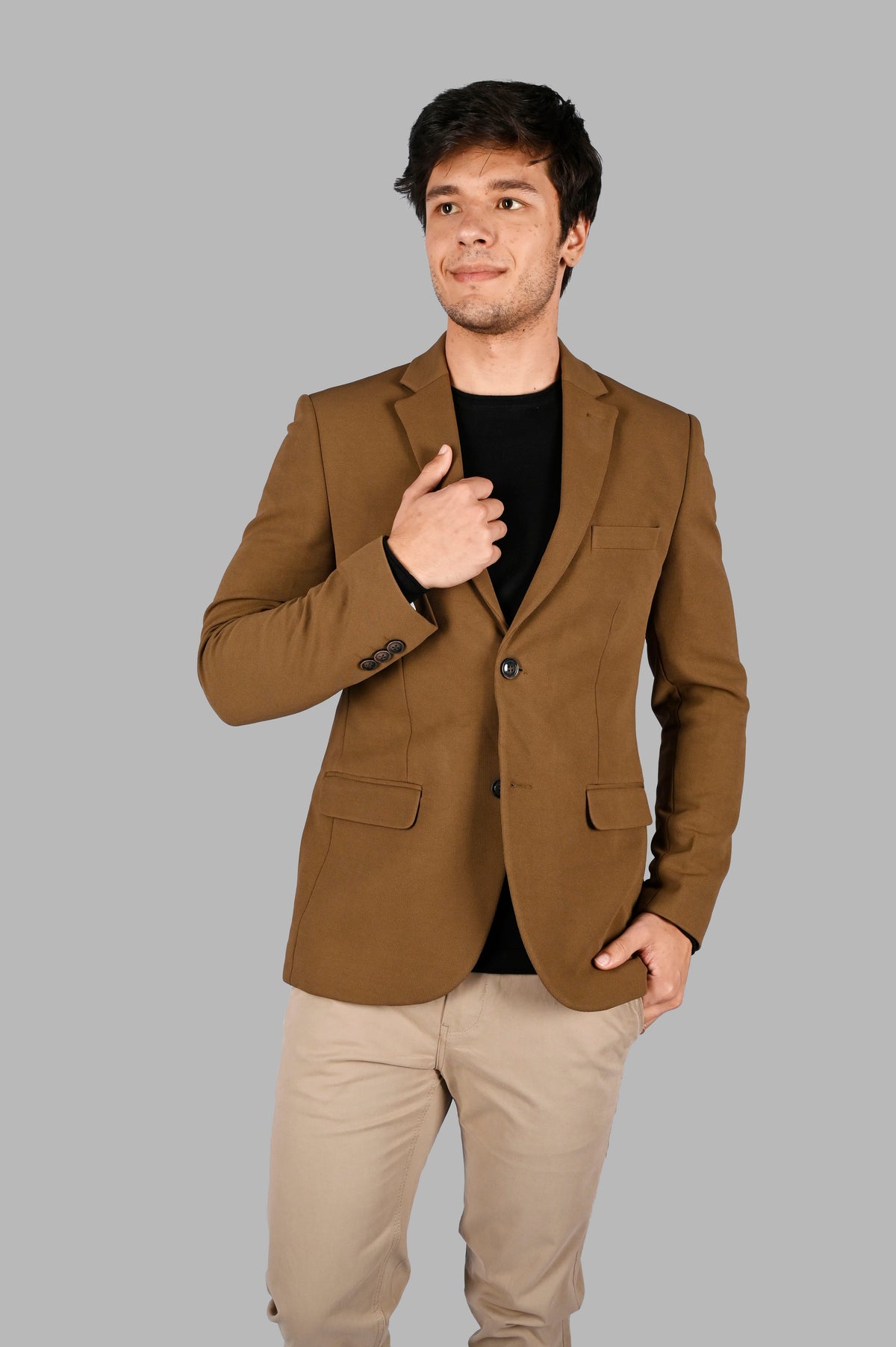 Khaki Woven Regular Fit Blazers